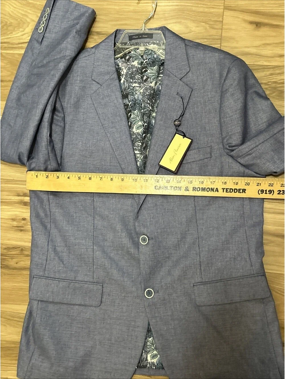Alan Flusser Size L NWT Blue Sports Coat Blazer Lined Pockets Single Breasted